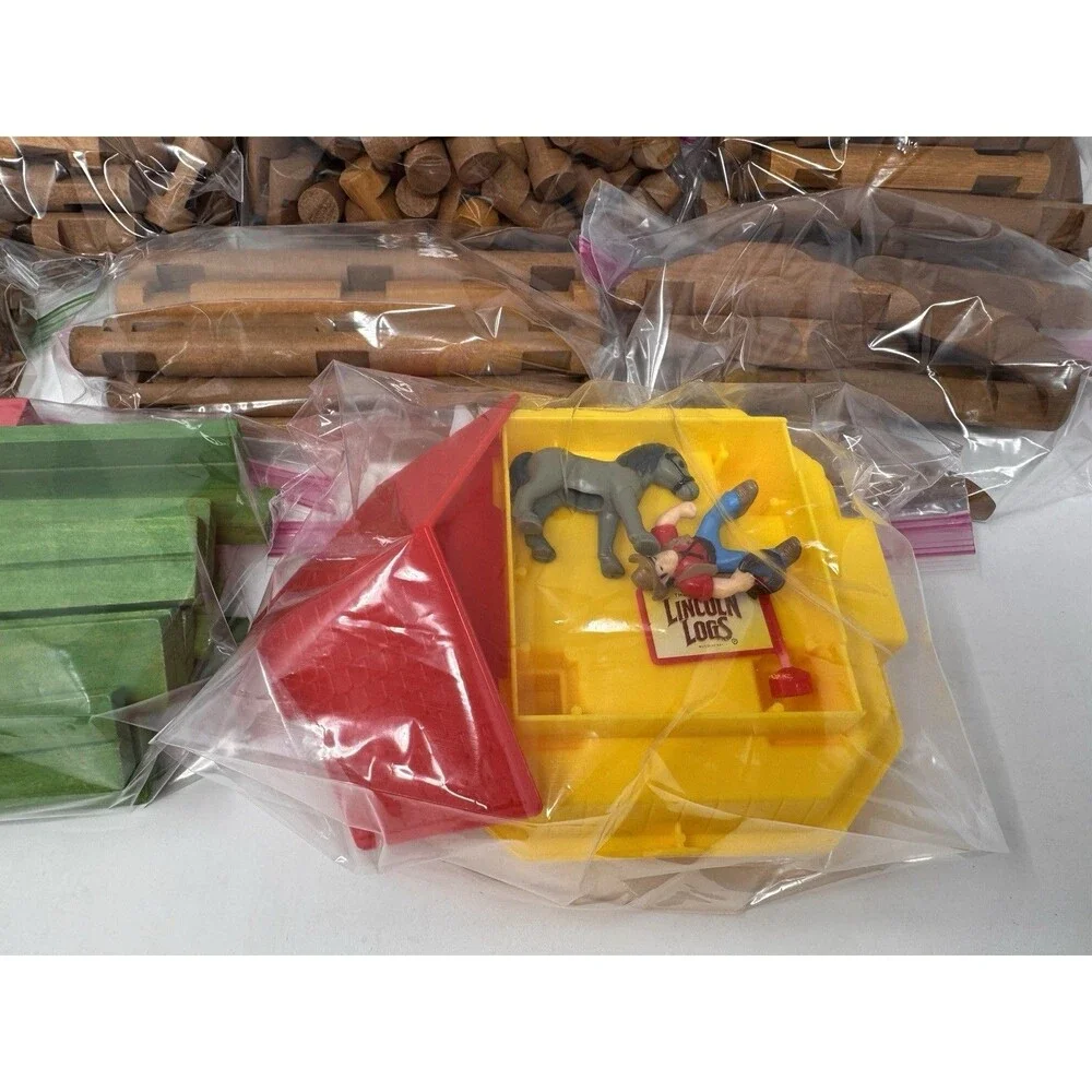 Vintage Lincoln Logs Wooden Building Pieces Lot ~290 Pieces Sorted Clean (A)